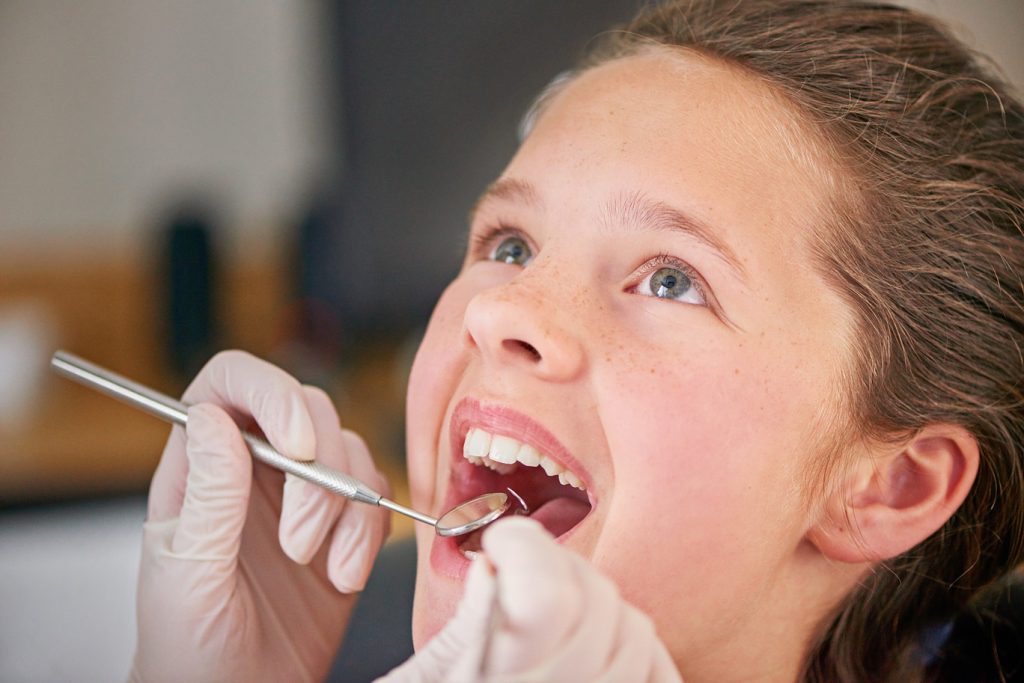 Mirror,,Hands,And,Dentist,With,Kid,For,Teeth,Exam,,Healthcare
